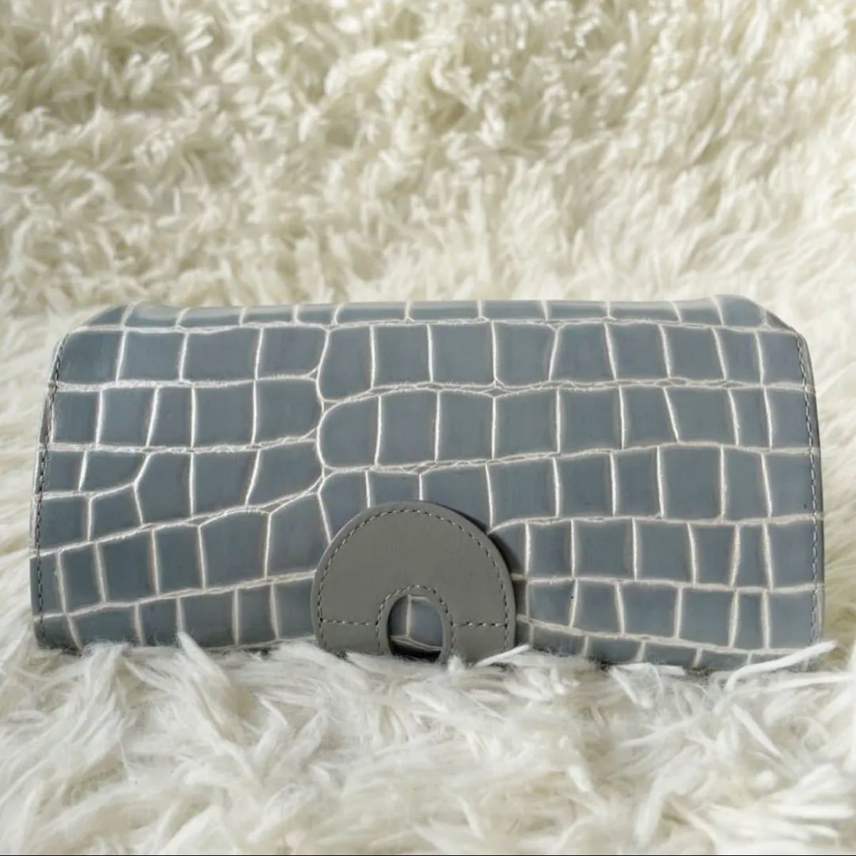 美品】HIROKO HAYASHI 長財布 黒×クロコ調 限定割引 8960円
