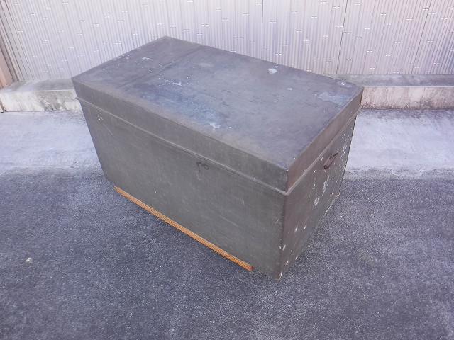  tin plate box storage box BOX cover attaching case retro antique direct taking over Tokyo Tama [B1105] ②