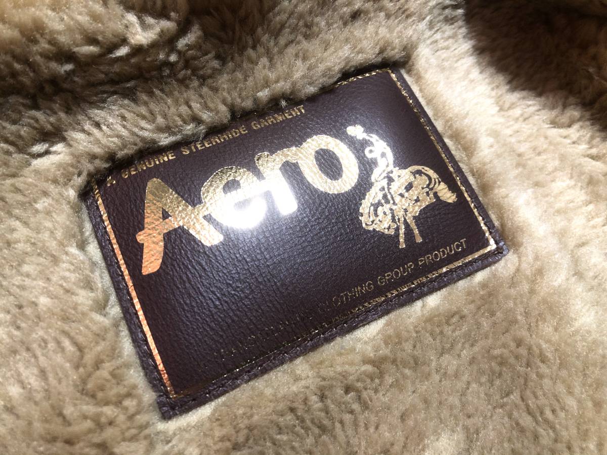 未使用 Aero Leather エアロ レザージャケット 38 M 牛革 ブルゾン スエードレザージップアップフーディー レザースエードパーカー_画像7