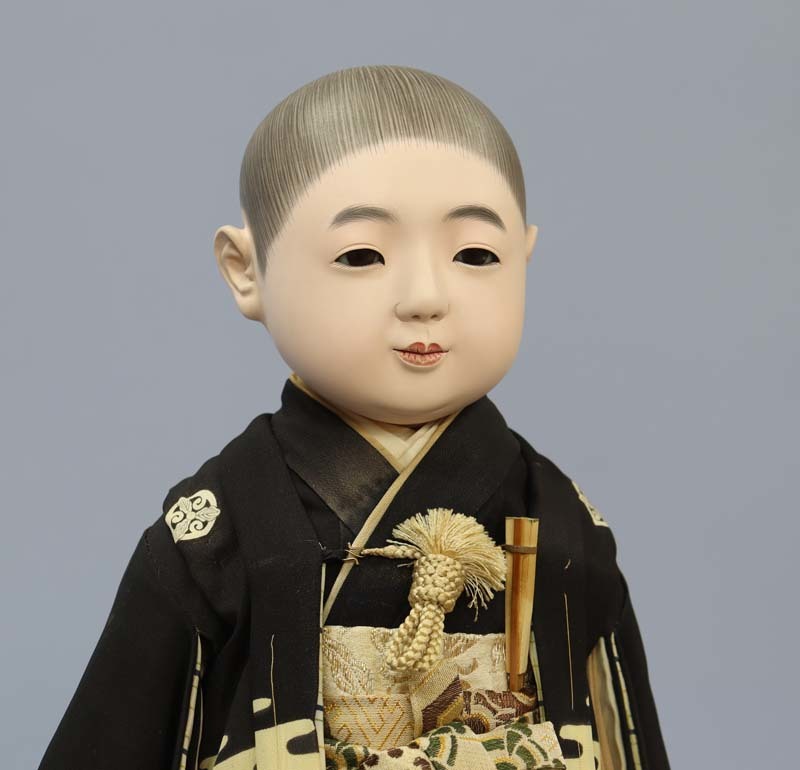 □即決□ 松乾斎銘 東光 市松人形 男の子 爪切 42cm 昭和15年頃 日本