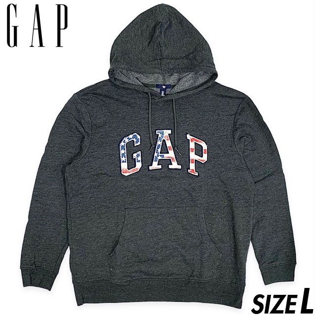  domestic regular goods #GAP ( Gap ) star article flag pattern Logo long sleeve sweat Parker ash gray L old clothes American Casual Old Vintage America USA