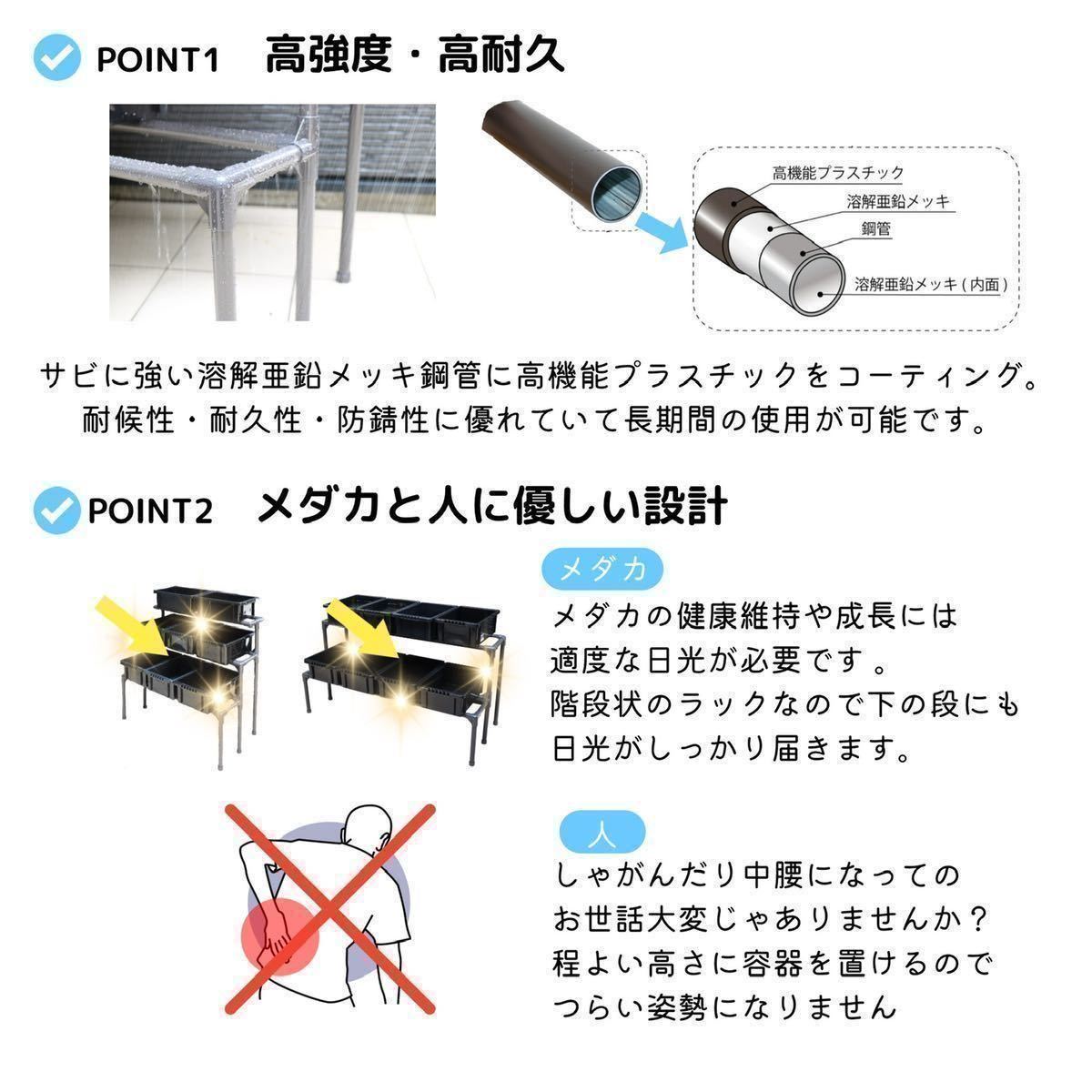 送料無料 メダカ 飼育ラック 3段8個置き NV BOX 13 専用設計 屋外設置