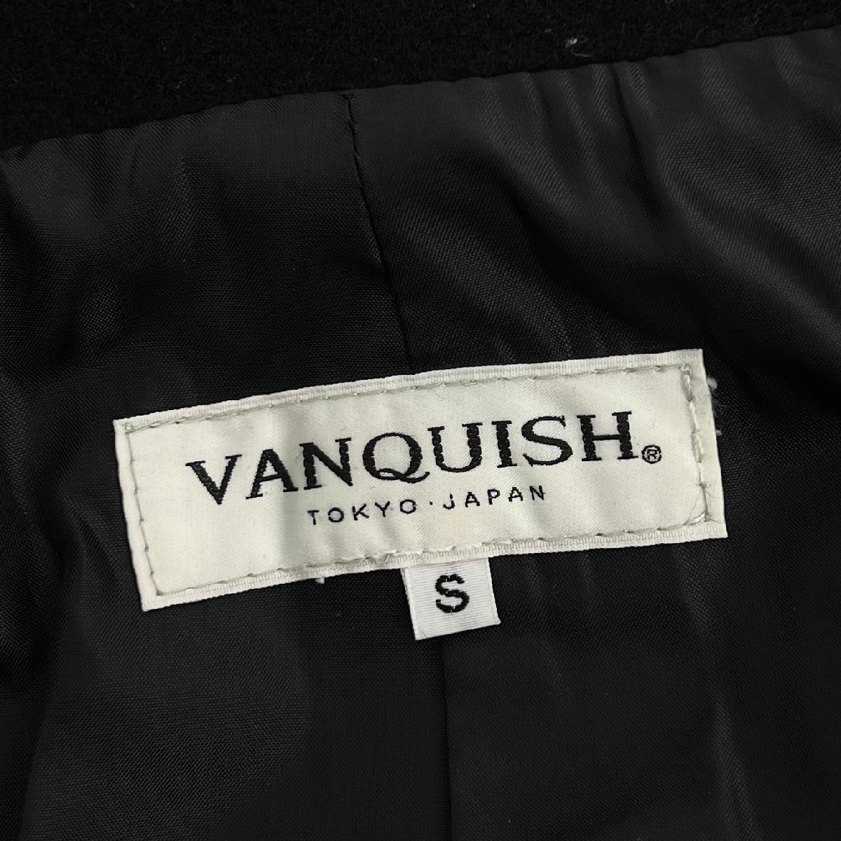 未使用品 VANQUISH ヴァンキッシュ 「1kg メルトン ロング Pコート」 ウール ダブル ピーコート 肉厚 裏地付 VJJ6054 S 黒 定価¥30,240-_画像6