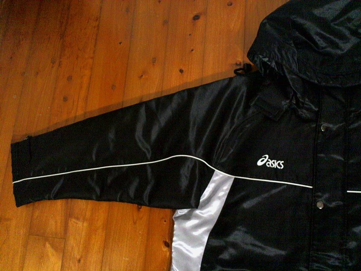 * free shipping * Asics [asics] bench coat Zip up parka cotton inside long jacket jumper M JSAPO black gray 