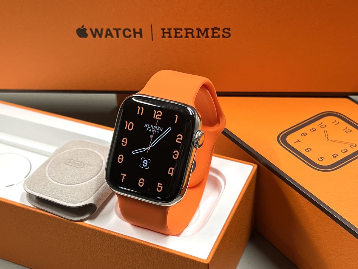 ★ 即決 送料無料 ★ アップルウォッチ エルメス Apple Watch HERMES Series 5 44mm シルバー ステンレス GPS  Cellular 新品社外バンド付き