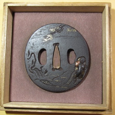 優品 770 鉄鍔 丸形 山水の図 音色良 象嵌|PayPayフリマ