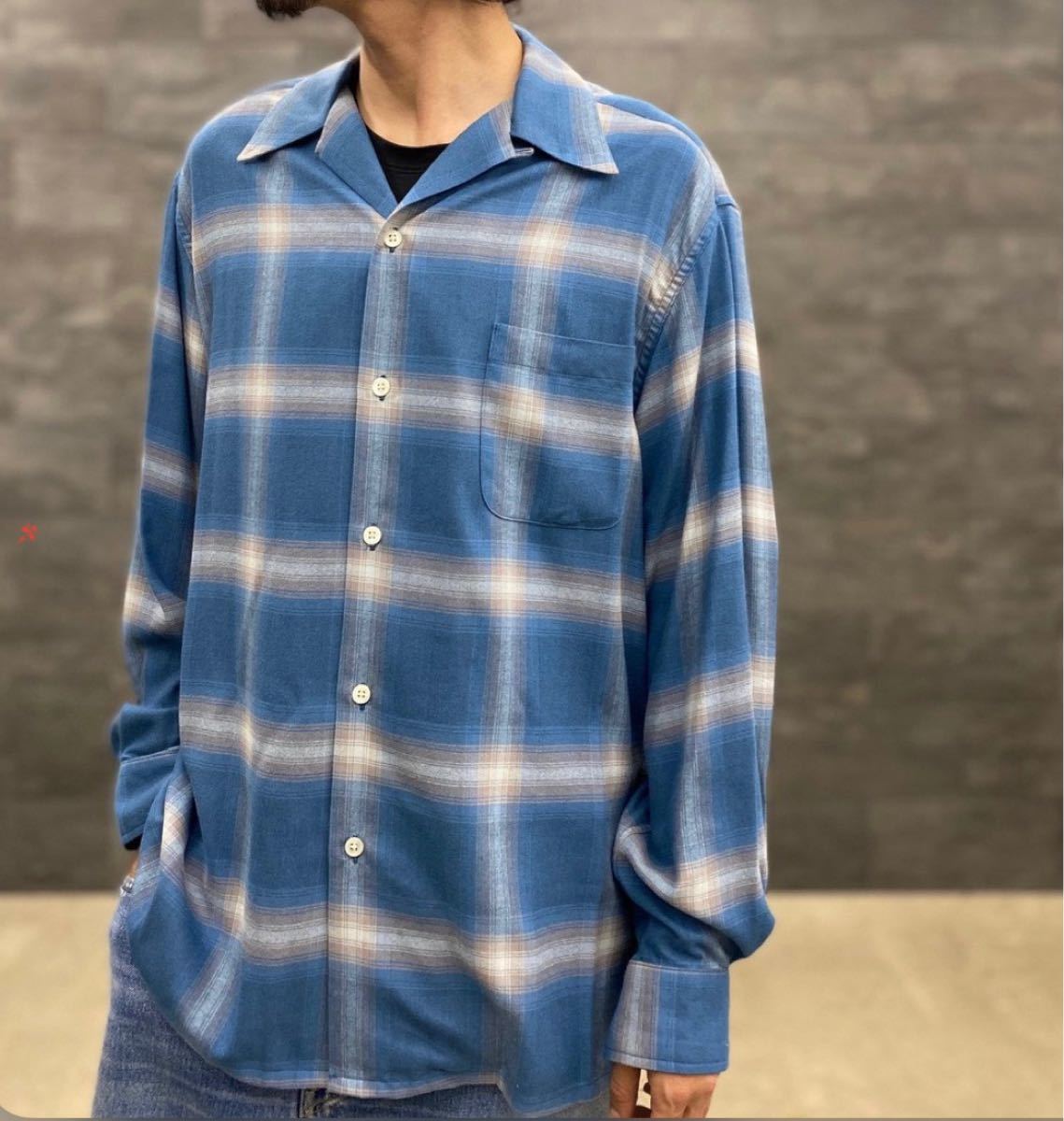 WACKO MARIAワコマリアOMBLE CHECK OPEN COLLAR SHIRT L/S (TYPE-2
