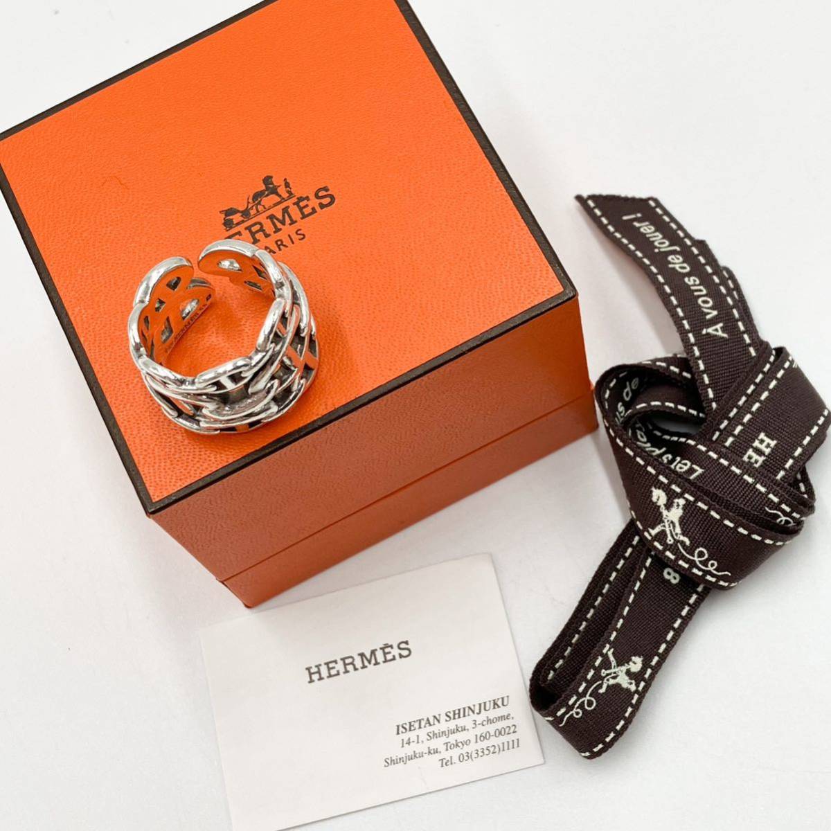 HERMES エルメス アンシェネリング GM 58号 シェーヌダンクル シルバー