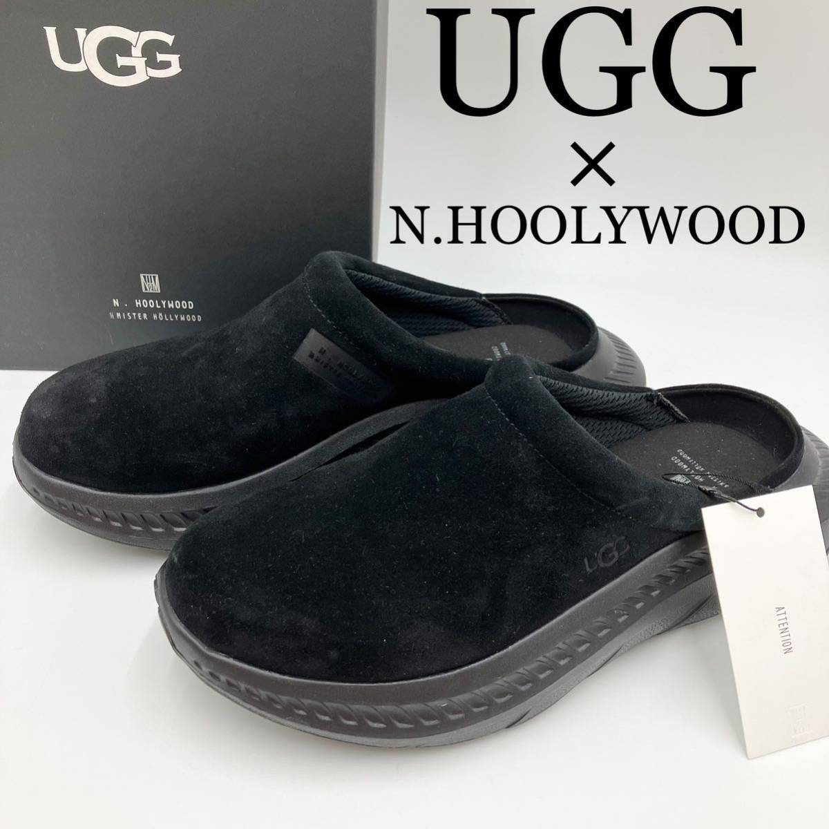N.HOOLYWOOD × UGG エヌハリウッド アグ コラボレーション 厚底ソール サンダル スリッポン ブラック 黒 スエード 26cm CA805 SLIDE 箱付