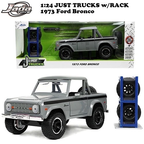 JADATOYS 1:24 JUST TRUCKS w/RACK & WHEELS 1973 FORD BRONCO ミニカー