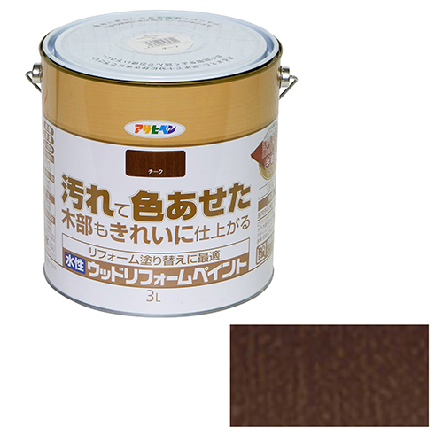 水性ウッドリフォームペイント アサヒペン 塗料・オイル 水性塗料3 3Lーチーク_画像1