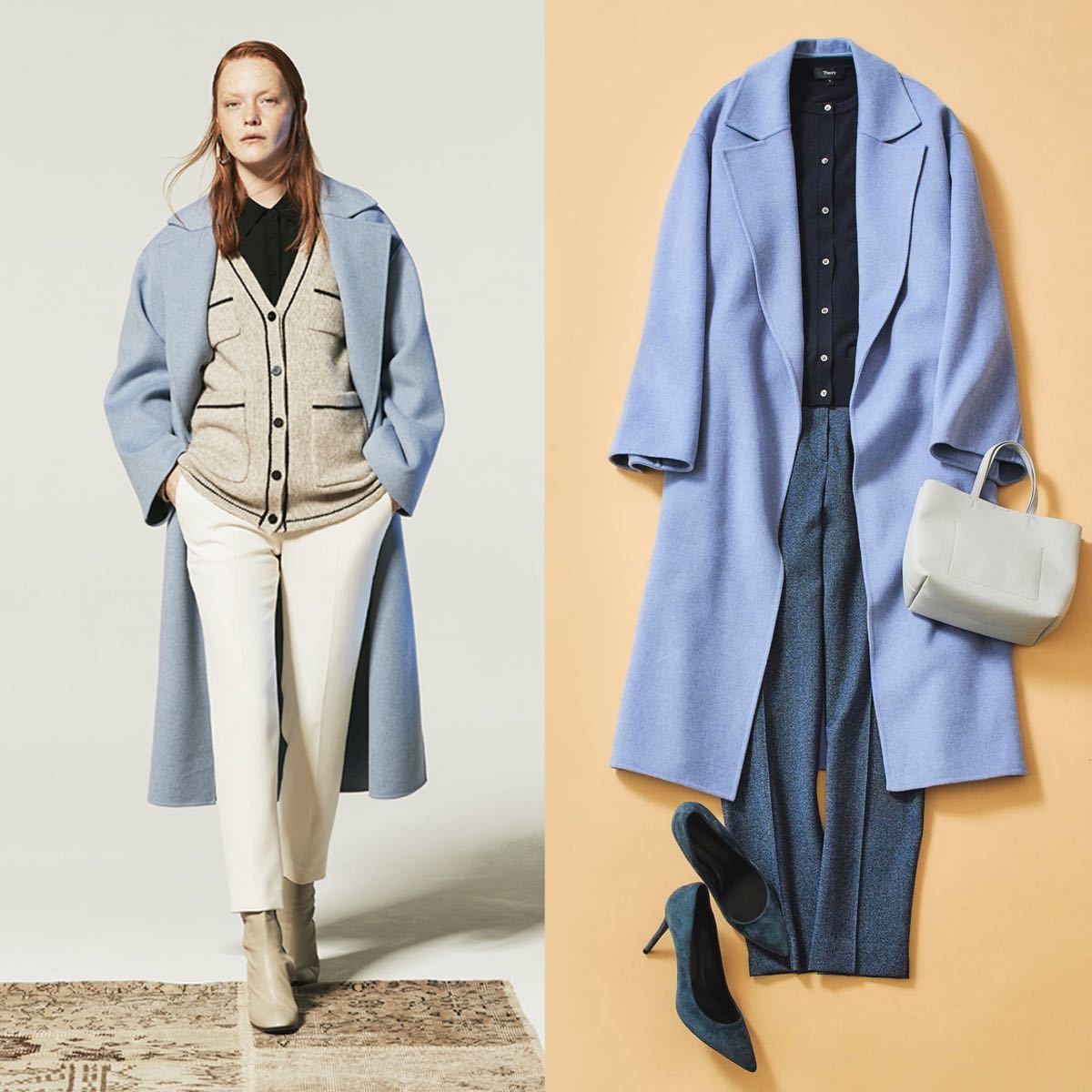 Theory 21AW 完売 ダブルフェイス ミディ丈ガウンコート|PayPayフリマ