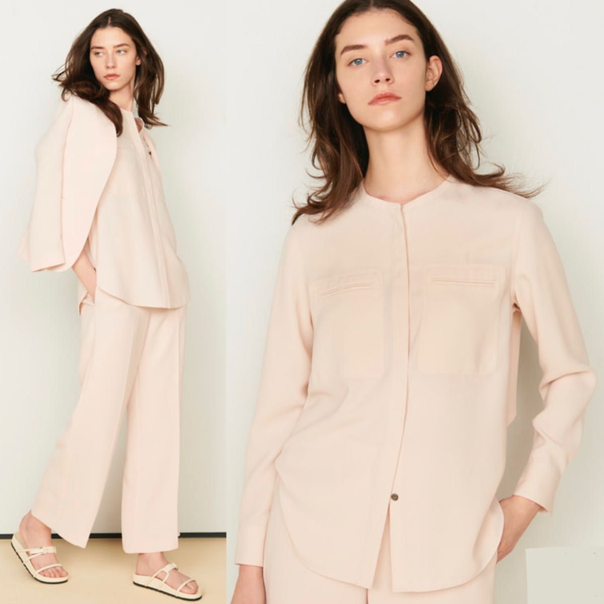 Theory 22SS 完売 ウォッシャブル バンドカラー シャツブラウス Theory 22SS 完売 ウォッシャブル バンドカラー シャツブラウス