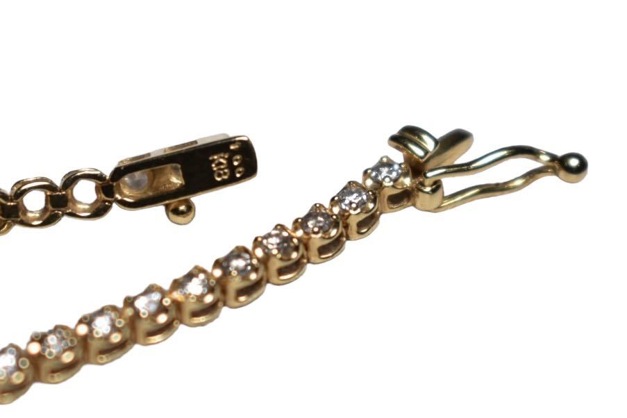 美品 K18 18金【天然ダイヤモンド1ct テニスチェーン ブレスレット