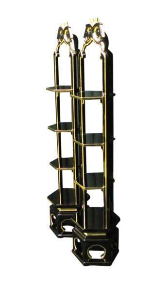【特別販売展示品】黒塗り 段盛 一対(幅約23cm高さ約105cm奥行約20cm)長期在庫品の為、特価セール価格 高級仏具通販 管理番号「4094」_画像2
