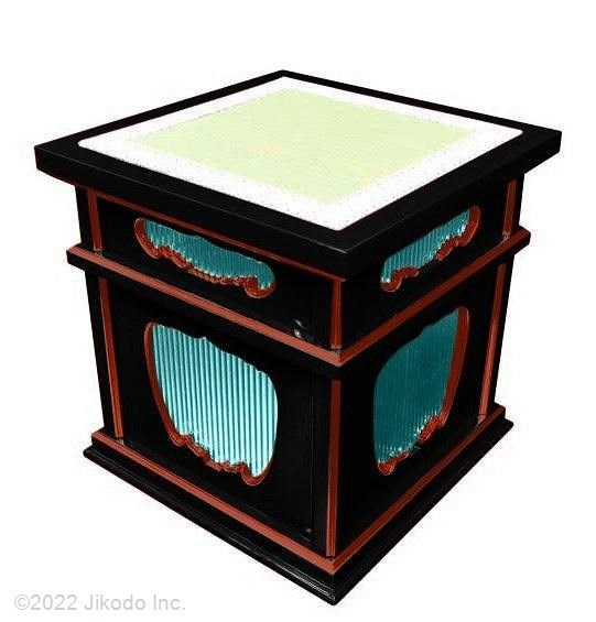 寺院仏具】黒塗り面朱 椅子式の二重礼盤 4面とも 寺院仏具】黒塗り面朱 椅子式の二重礼盤 4面とも