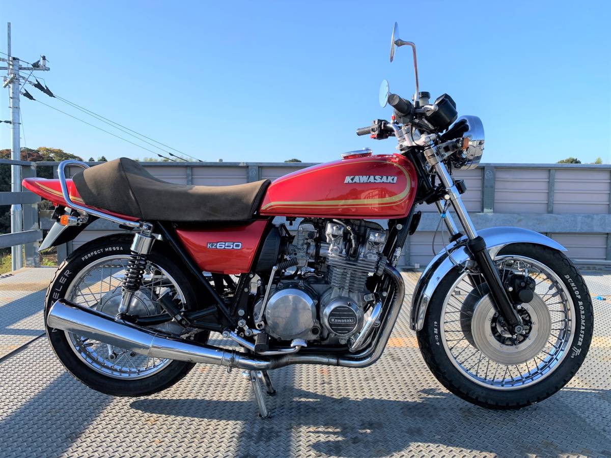 KZ650-ZAPPA　旧車絶版車、赤色に金色ライン奇麗。車体番号が不鮮明、国内登録不能、パーツ取車、ご留意、書類は渡す。_画像6