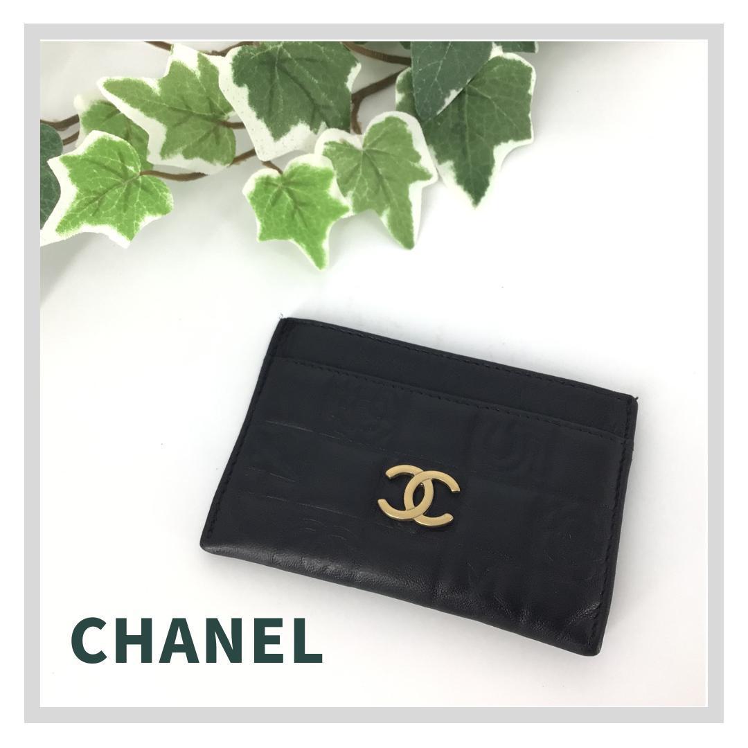 CHANEL シャネル カメリア カードケース ブラック カーフ 名刺入れ