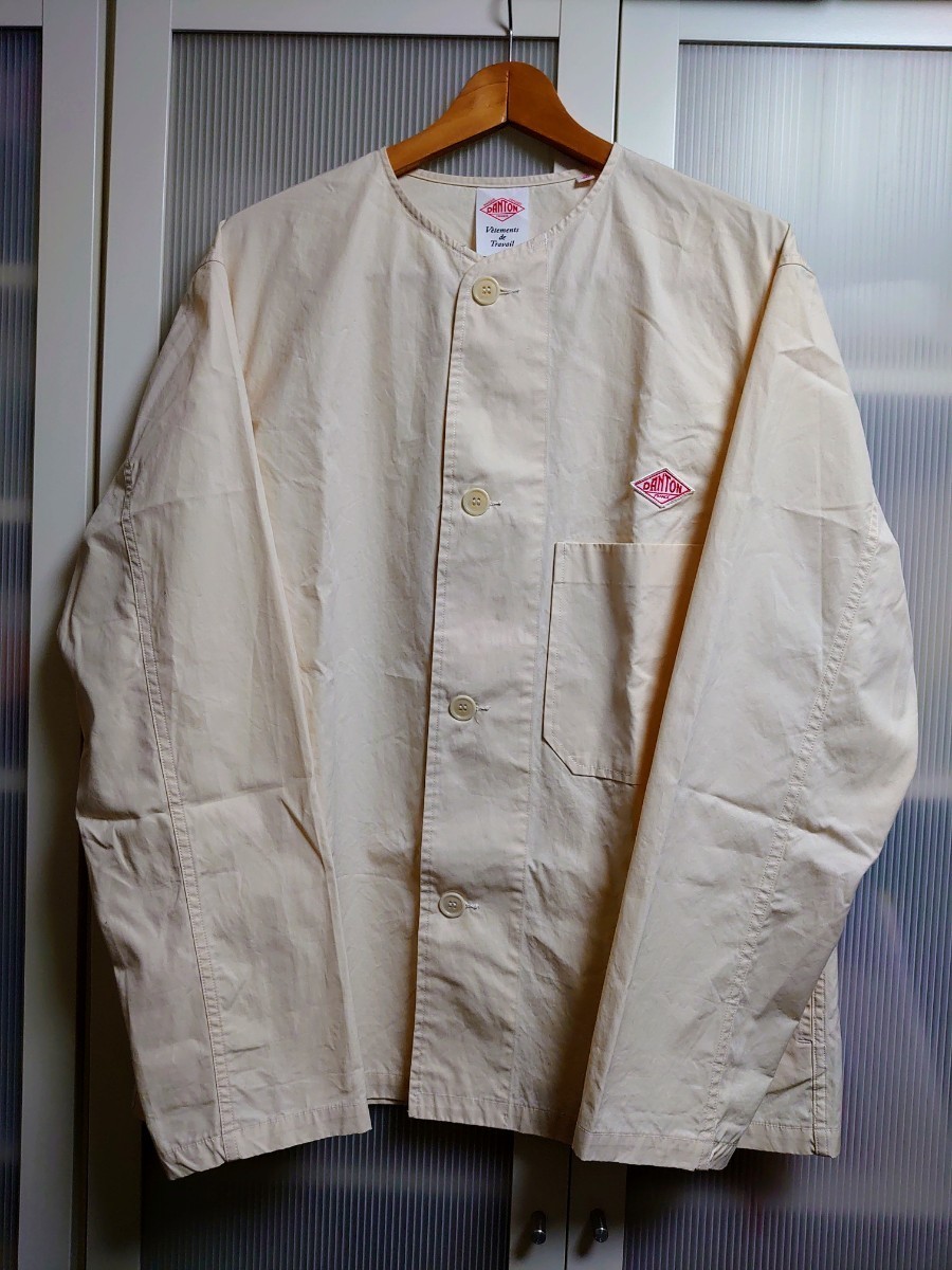 美品】DANTON ダントン ノーカラージャケット アイボリー 40 JD-8040