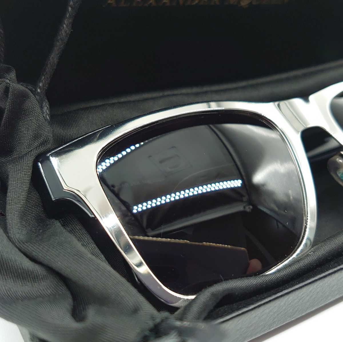 Alexander McQueen Alexander * McQueen AM0011S 003 oval sunglasses silver black brand Logo case tp-22x1037
