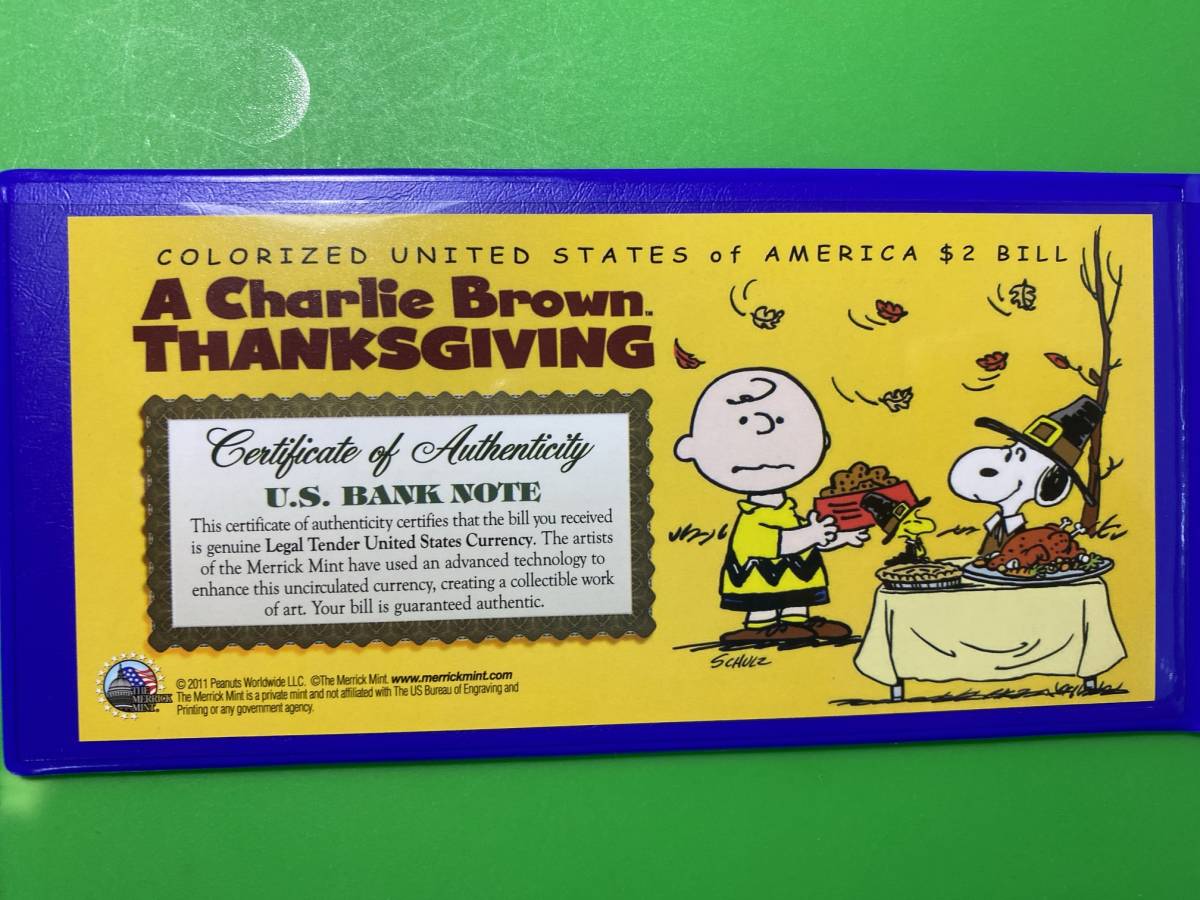  Snoopy Peanuts. компания ..2 доллар . America $2 Peanuts Snoopy Charlie Brown герой surrey Thanksgiving thanks gi ведро g