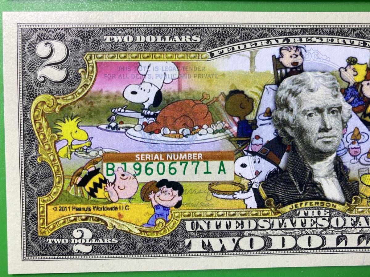  Snoopy Peanuts. компания ..2 доллар . America $2 Peanuts Snoopy Charlie Brown герой surrey Thanksgiving thanks gi ведро g