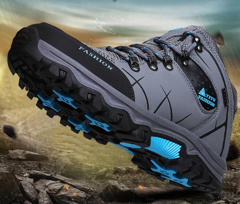  men's trekking shoes outdoor shoes high King walking mountain climbing shoes for motorcycle is ikatto large size 24.5~28.5cm black 