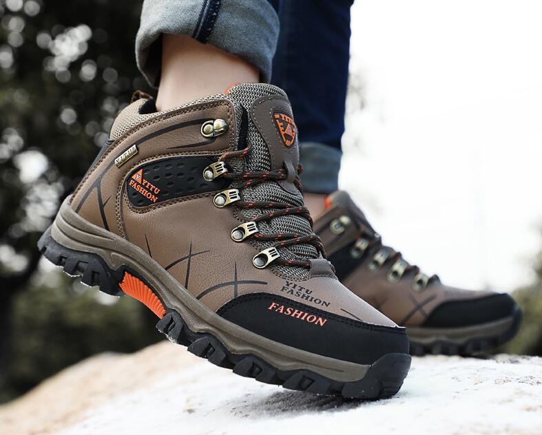  men's trekking shoes outdoor shoes high King walking mountain climbing shoes for motorcycle is ikatto large size 24.5~28.5cm black 