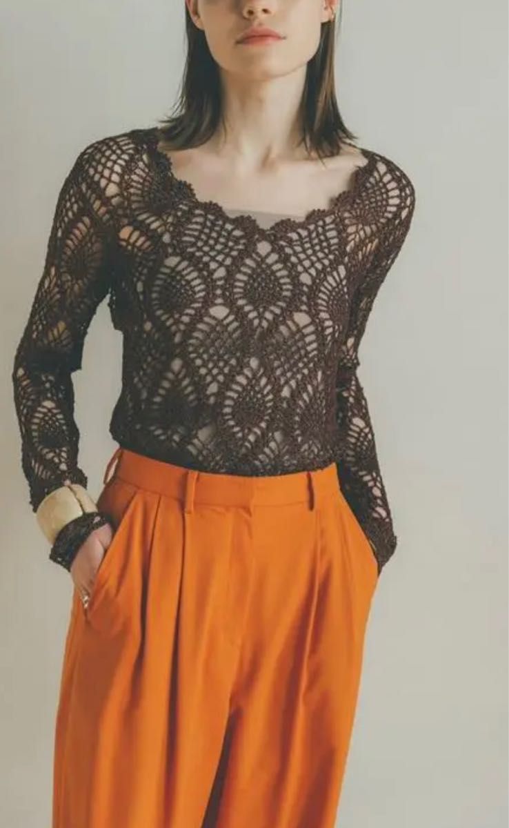 【完売】CLANE CROCHET V NECK LONG KNIT TOPS クラネ クロシェ ニット