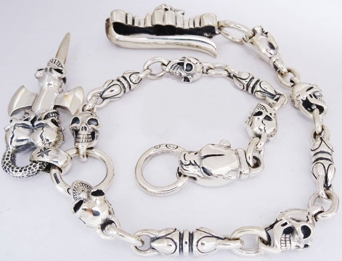 ◇ シルバー925 トリプルスカルダガー パンサー ウォレットチェーン