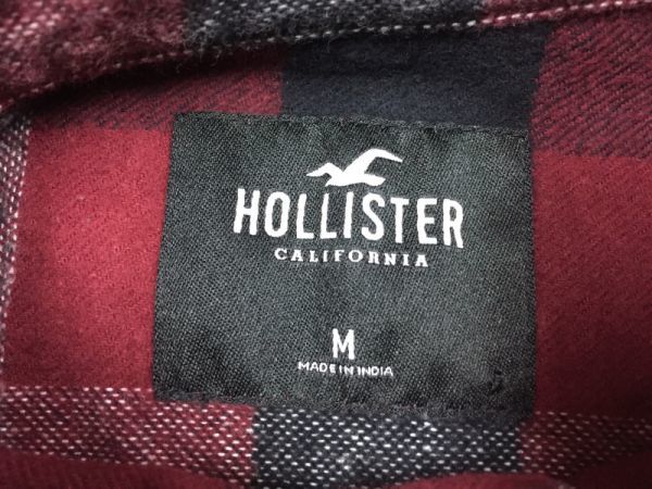 ホリスター HOLLISTER 長袖シャツ メンズ コットンネルシャツ ブロックチェック インド製 アメカジ サーフ 綿100% M 赤/黒/グレー_画像2