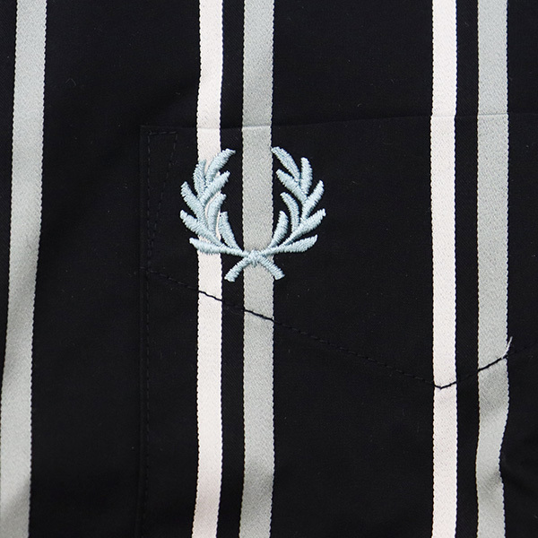 FRED PERRY (フレッドペリー) M4683 Stripe Panel Shirt ストライプ パネル シャツ 102 BLACK FP506 S_FREDPERRY