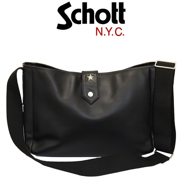Schott ( Schott ) 2976011 3129149 ONE STAR MAIL BAG one Star mail leather shoulder bag 09(10) BLACK