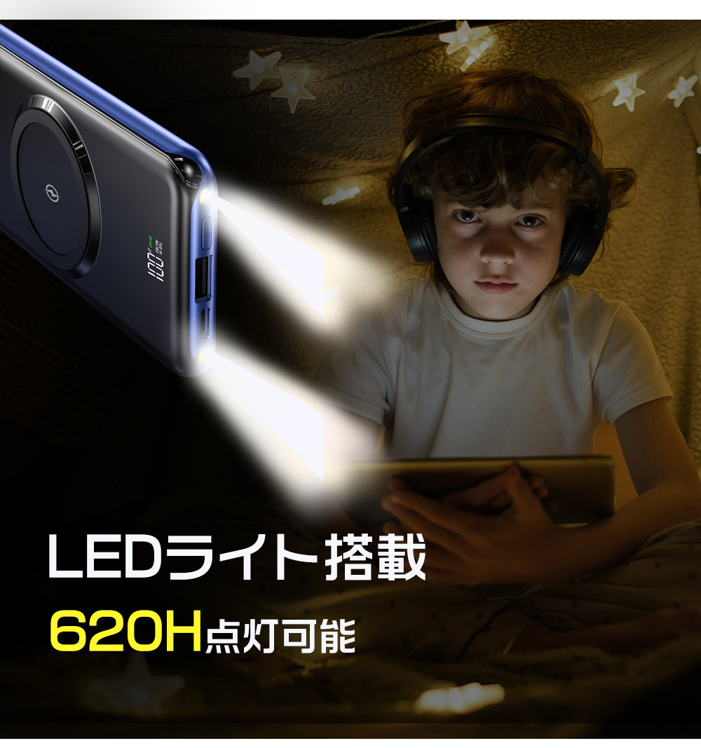 容量50000mAh モバイルバッテリー 4種類ケーブル内蔵　ワイヤレス充電器 置くだけ充電 無線と有線 　PSE認証済　　カラー：ホワイト_画像5