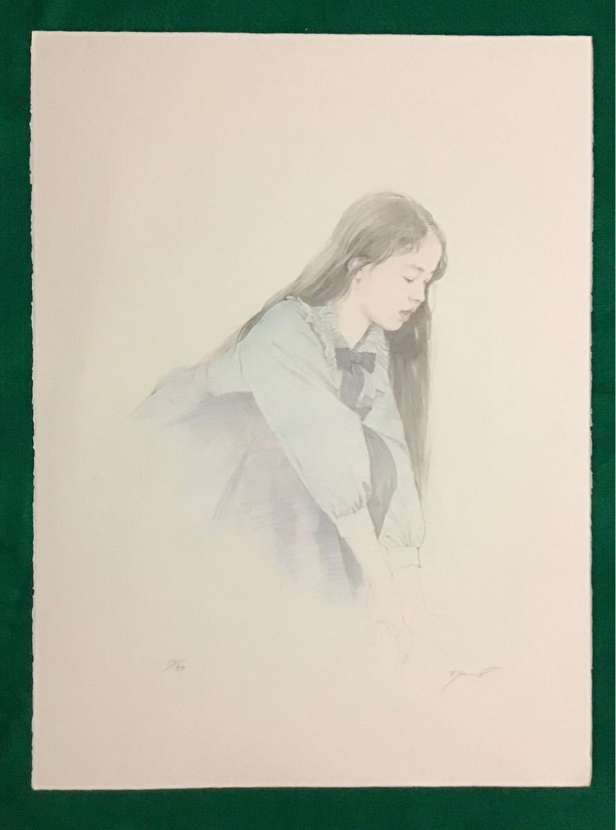 購入オンライン 絵画 版画 直筆サイン 【真作保証】海老原喜之助「本を ...