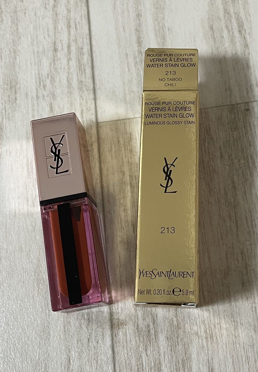 YSL イヴ・サンローラン ルージュ ピュールクチュール ヴェルニ ウォーターグロウ No.213 ノータブー チリ　未使用　口紅　リップ_画像2