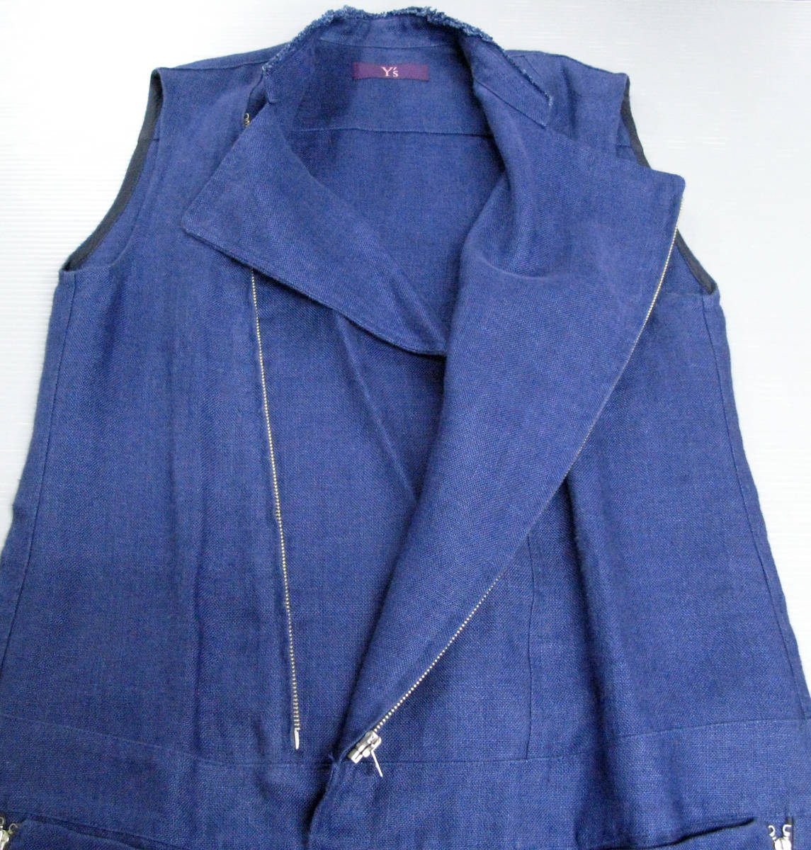 ワイズ ヨウジヤマモト：麻 ジップ ワンピース 2 （ ヨウジヤマモト インディゴ Y's Yohji Yamamoto Femme Zip Linen Indigo Dress 2_画像6