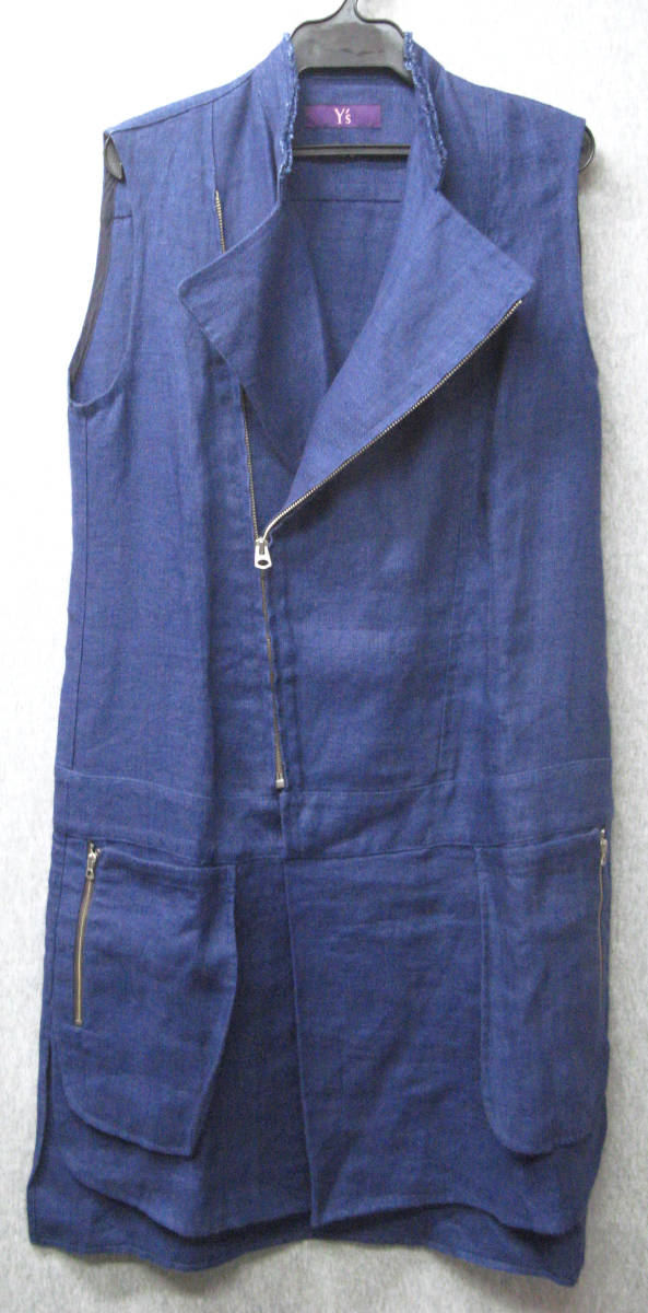 ワイズ ヨウジヤマモト：麻 ジップ ワンピース 2 （ ヨウジヤマモト インディゴ Y's Yohji Yamamoto Femme Zip Linen Indigo Dress 2_画像3