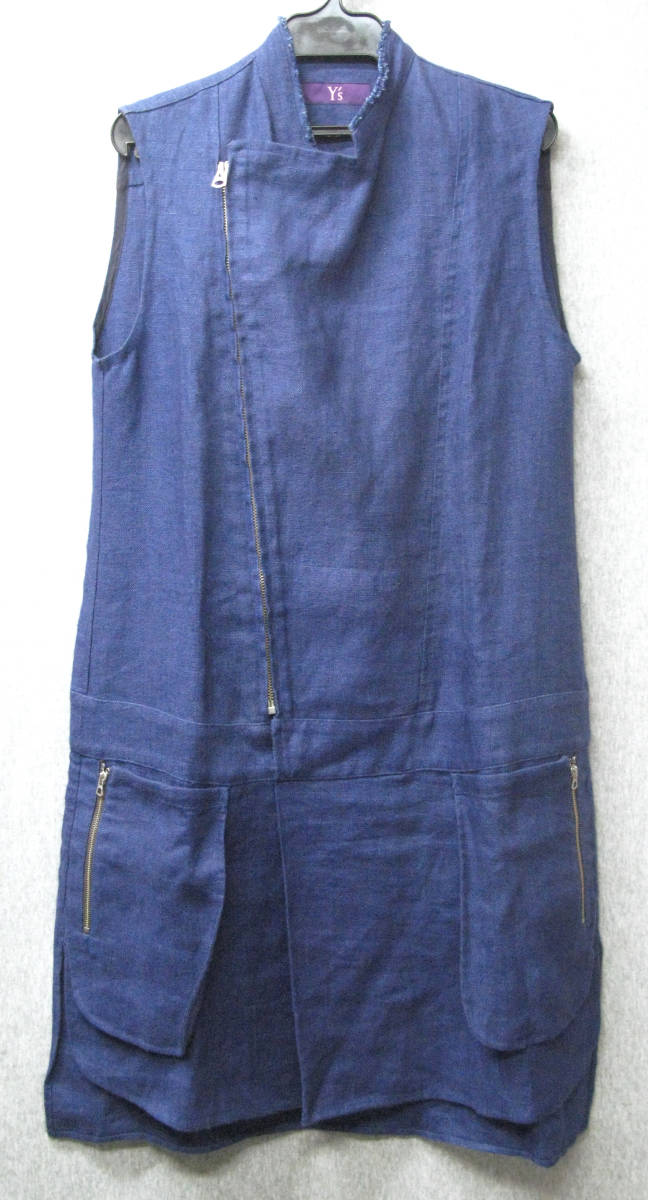 ワイズ ヨウジヤマモト：麻 ジップ ワンピース 2 （ ヨウジヤマモト インディゴ Y's Yohji Yamamoto Femme Zip Linen Indigo Dress 2_画像1