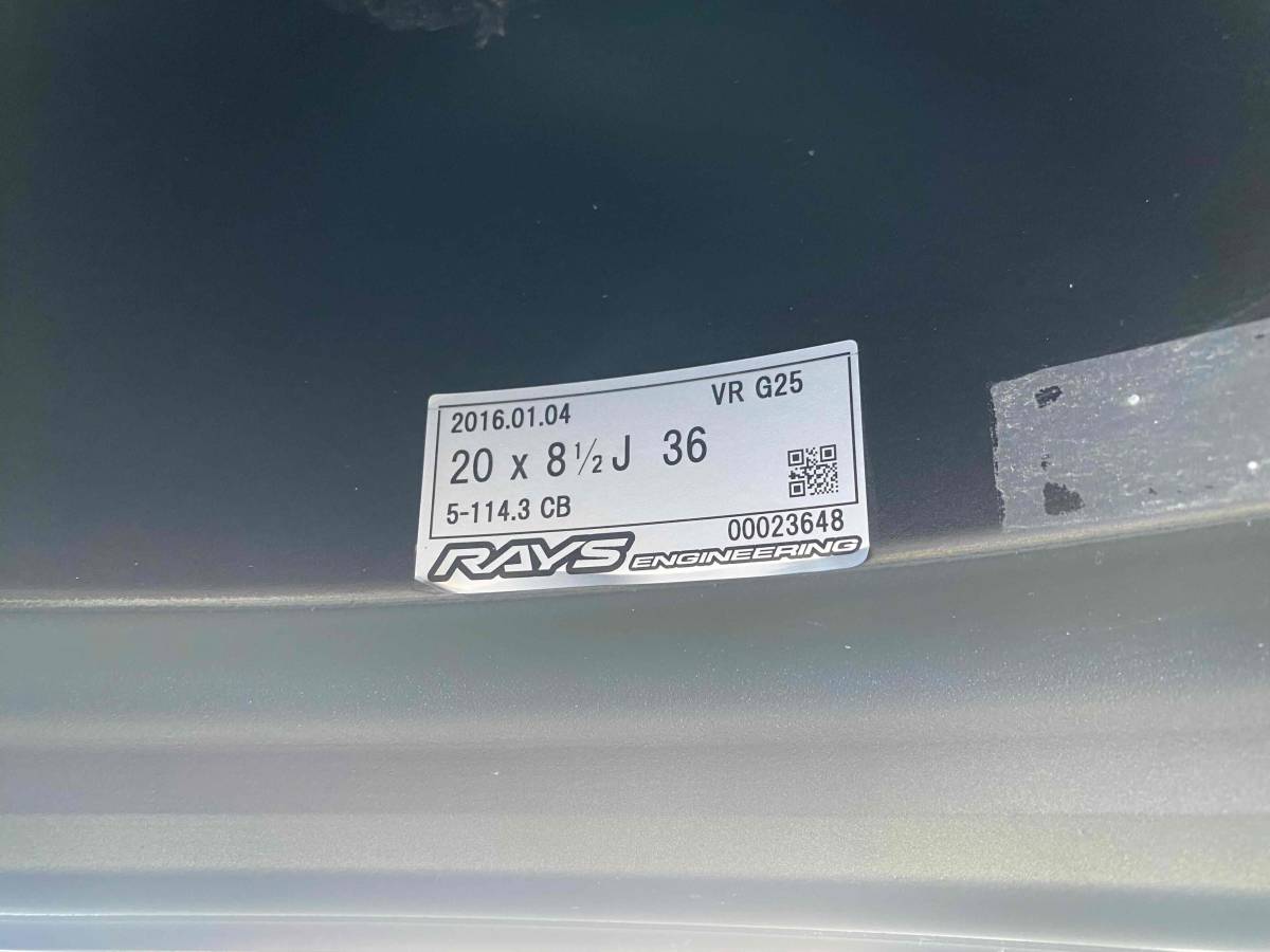 ☆ レクサスRX TPMS付き ☆ RAYS VR G25 鍛造 軽量 ☆ 20 × 8.5J +36 114.3-5H ☆ 235/55R20 ダンロップ SPORT MAXX050 中古4本 ☆_画像8