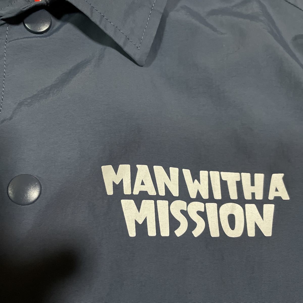 7 раз "надеты" MAN WITH A MISSIONbakpli ввод Logo коуч жакет темно-синий редкость MWAM man with блузон внешний 