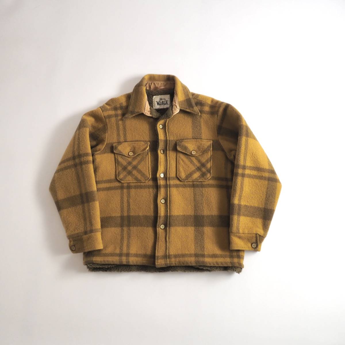 ウールリッチ　Woolrich　CPOジャケット　裏地ボア　チェック柄　イエロー　美品　メンズ