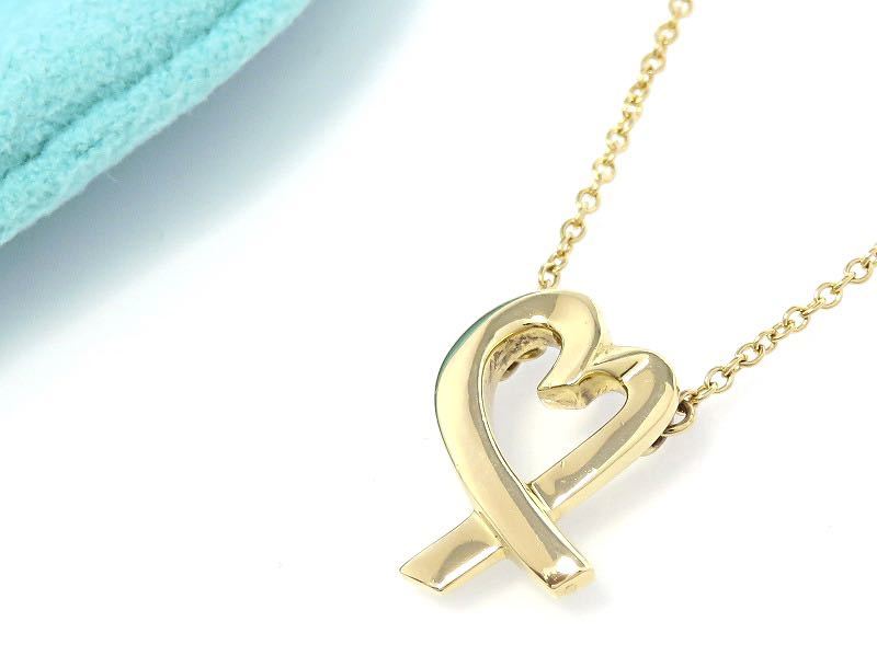 TIFFANY&Co ティファニー 750 ラビングハート ネックレス ゴールド