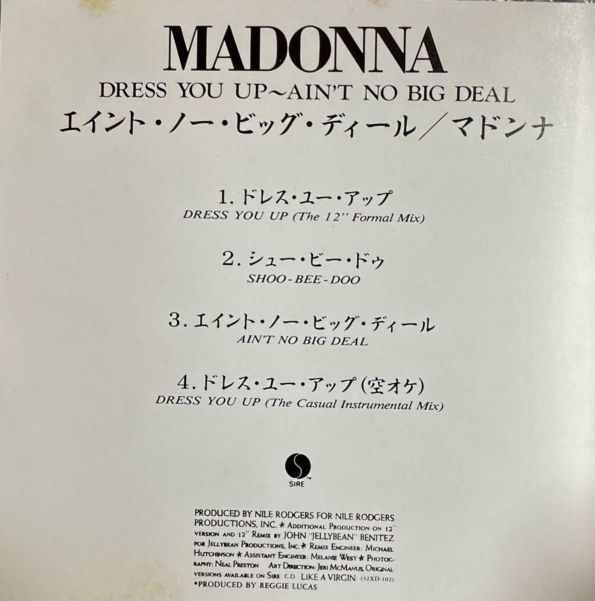 w13 Madonna Dress You Up ~ Ain't No Big Deal 国内盤オンリー Special Edition Japan Only CD Pop Rock Disco Dance 80s 中美品 _画像5