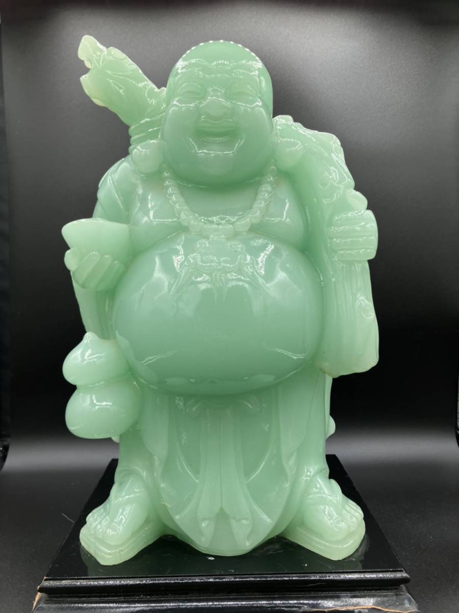 買得 商売繁盛 【ご専用商品】布袋様 置物 緣起物 翡翠 グリーン 彫刻