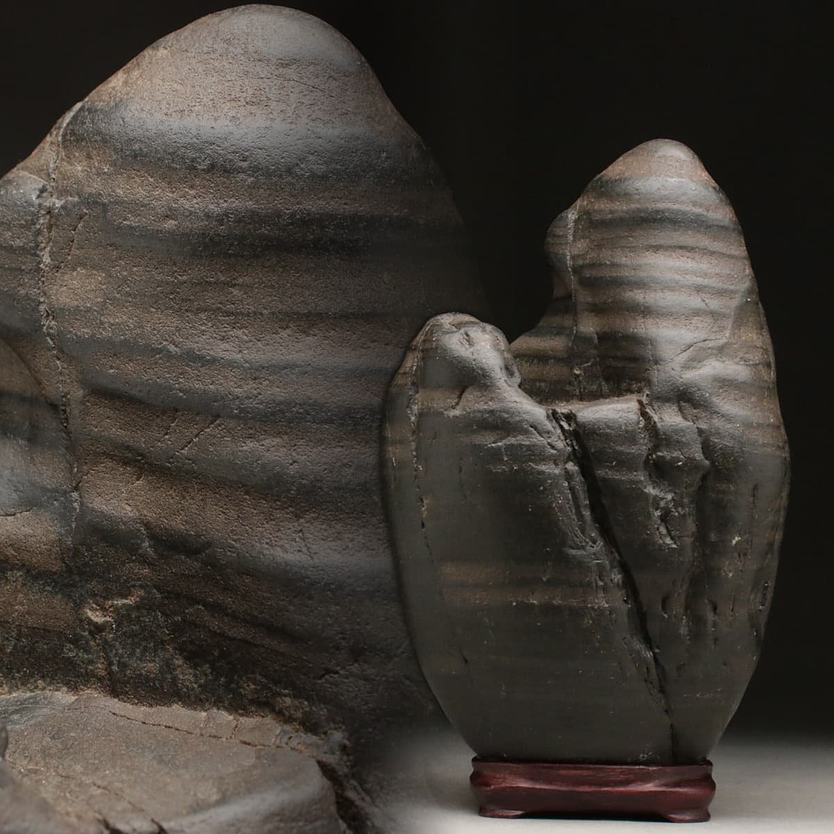 ZL329 重厚 瀬田川石 虎石 水石 鑑賞石 全高26.2cm/高25.5cm 重5kg 木 ...