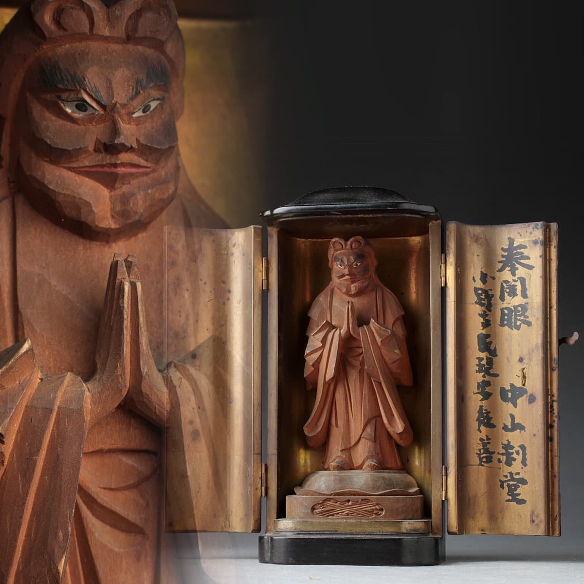 ヤフオク! - HX402 開眼 中山刹堂 木造「中山鬼子母神立像」仏高1...