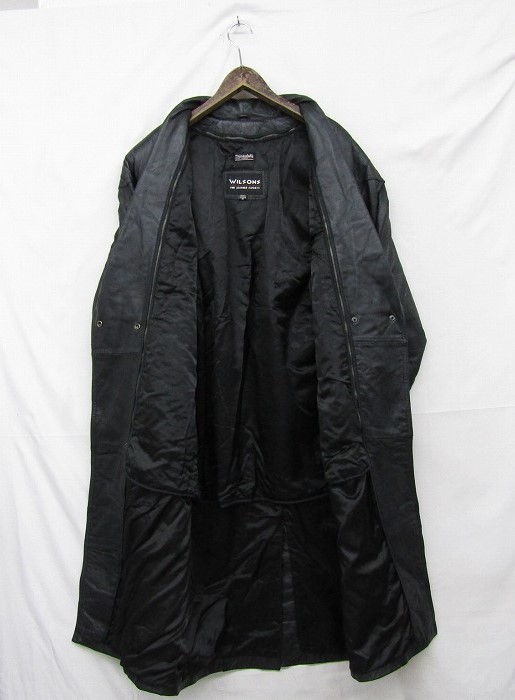 натуральная кожа размер M WILSONS кожа дизайн пальто длинный длина подкладка есть Thinsulate черный женский 70s 80s 90s б/у одежда Vintage 2N2109