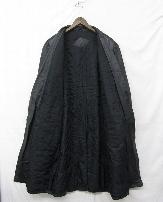 натуральная кожа размер? vintage кожа дизайн пальто длинный длина подкладка иметь черный женский 80s 90s 00s б/у одежда Vintage 2N2108