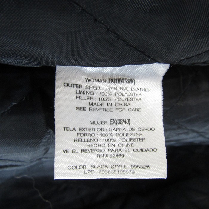  натуральная кожа 00s размер 1X OUTBROOK кожа дизайн жакет пальто с хлопком подкладка иметь чёрный женский б/у одежда Vintage 2N0111